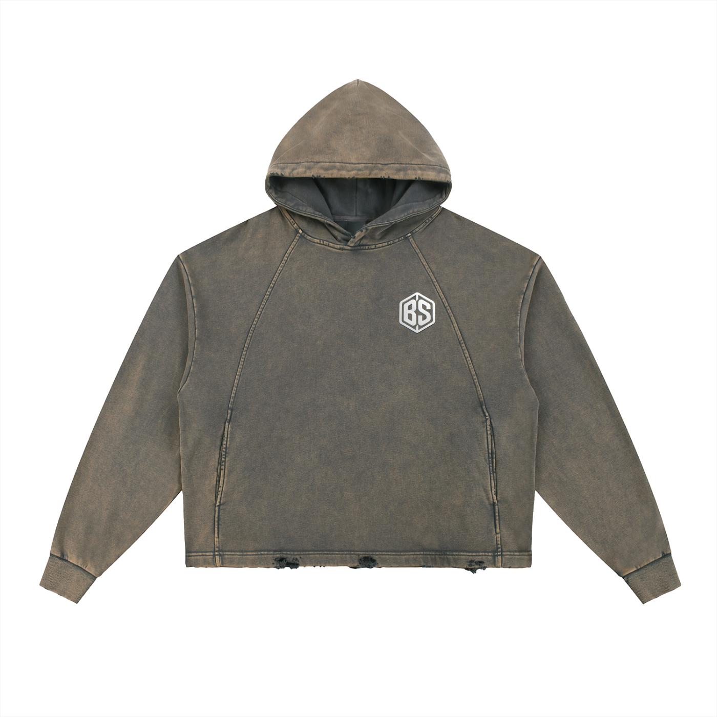 MONEY DEFINITION- Vintage Washed Frayed-Hem Hoodie