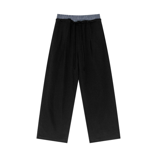 Plaid Contrast Waist Pants