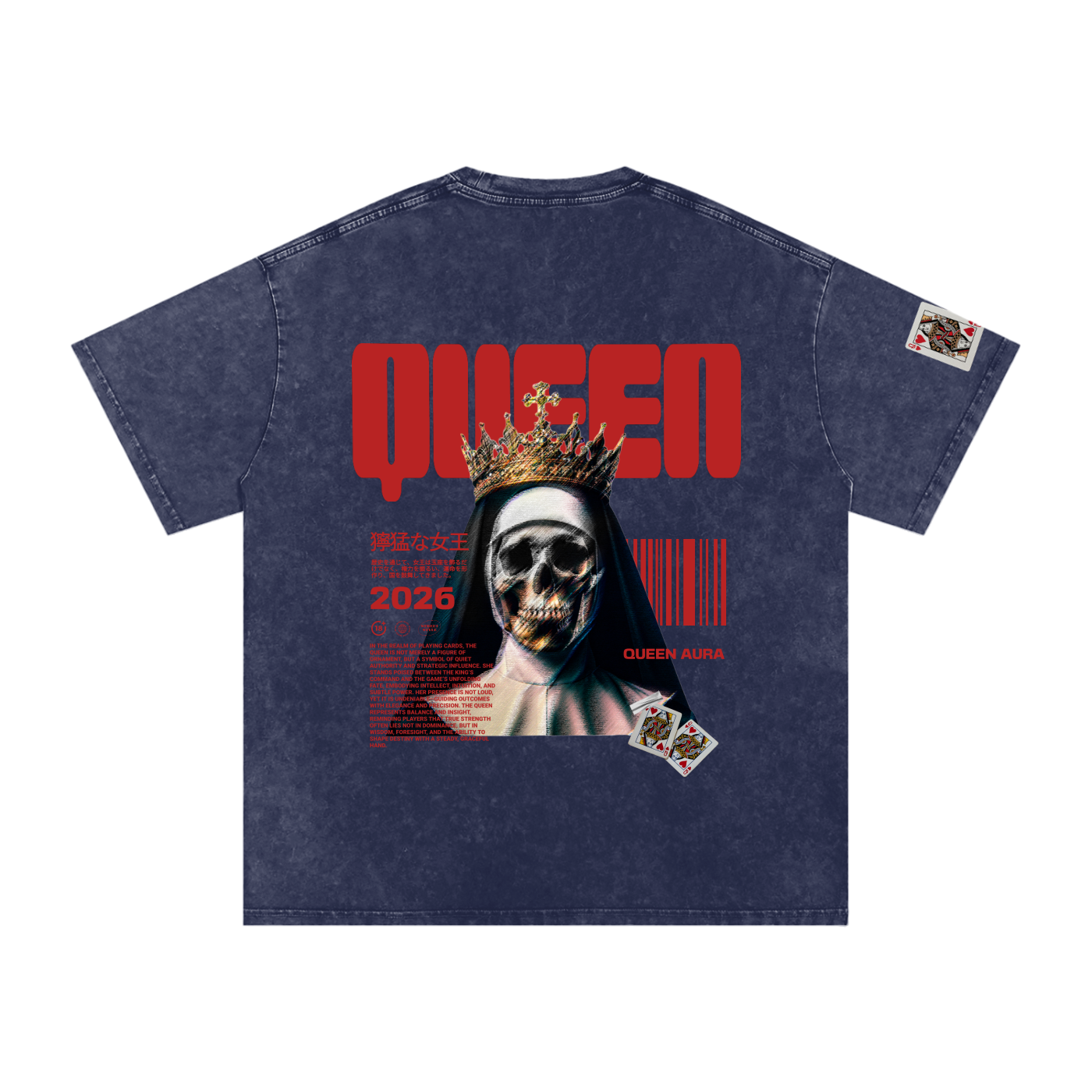 THE QUEEN- Snow Washed Oversized Cotton T-Shirt