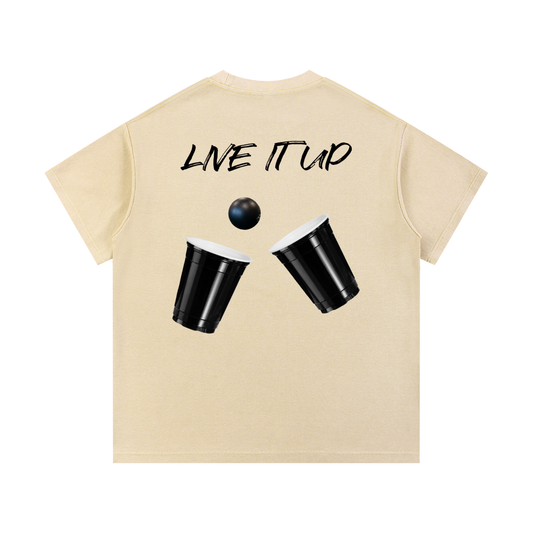 LIVE IT UP- Mineral Wash Waffle Knit T-Shirt