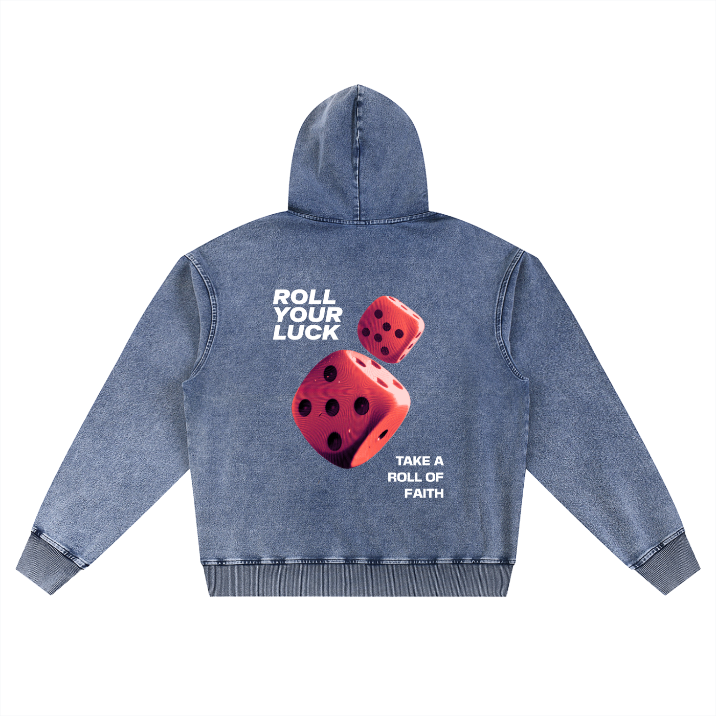 ROLL YOUR LUCK- Snow Wash Oversized Hoodie