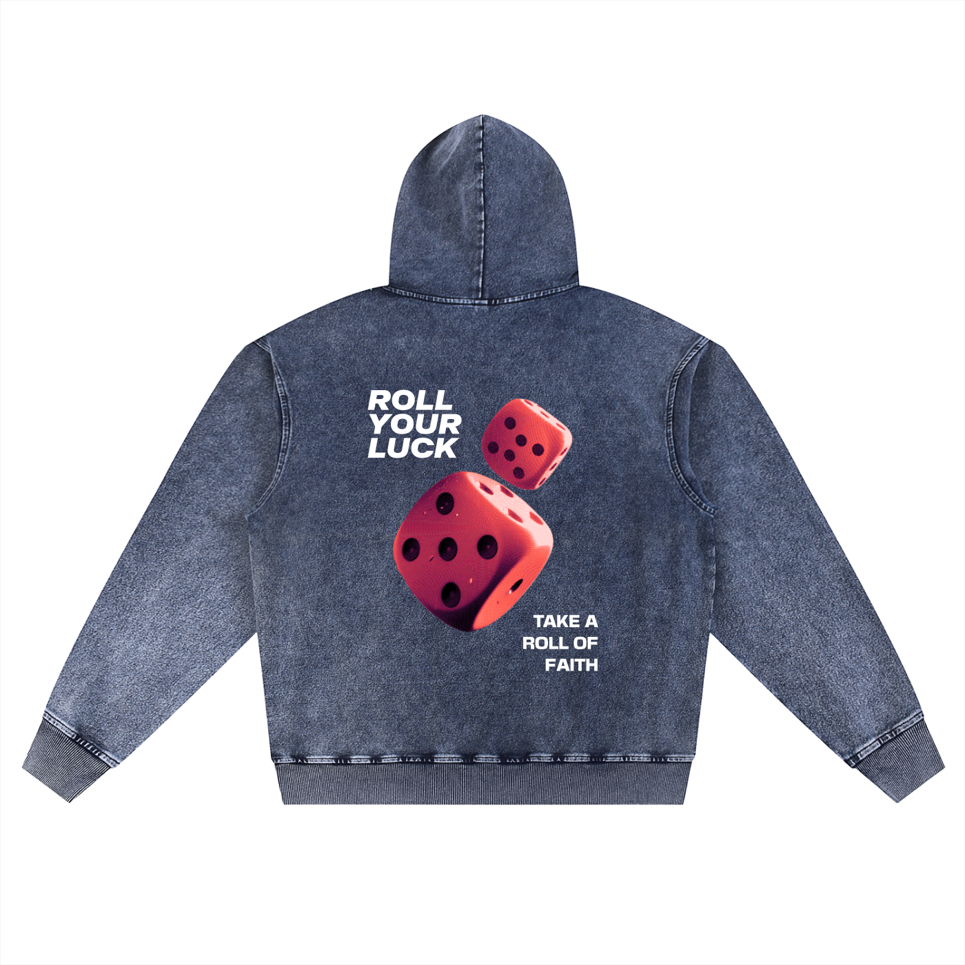ROLL YOUR LUCK- Snow Wash Oversized Hoodie
