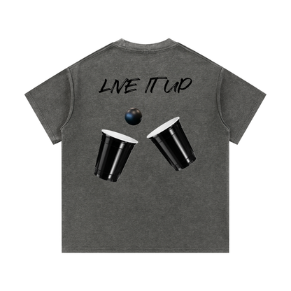 LIVE IT UP- Mineral Wash Waffle Knit T-Shirt