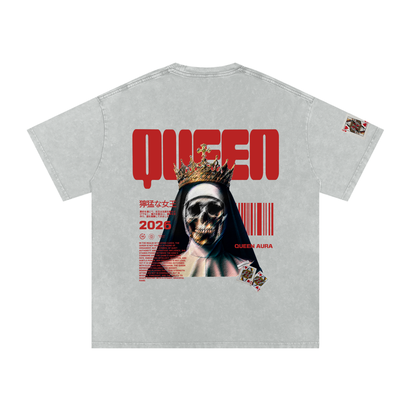 THE QUEEN- Snow Washed Oversized Cotton T-Shirt