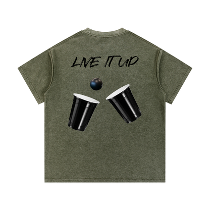 LIVE IT UP- Mineral Wash Waffle Knit T-Shirt