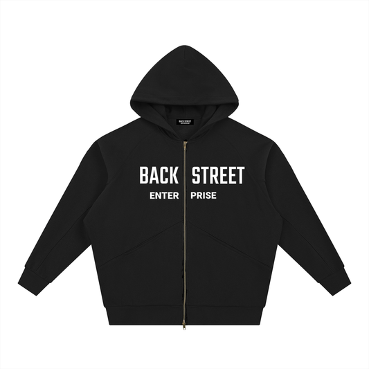 Back Street Zip-Up- Dolman Sleeve Zip-Through Fleece  Hoodie