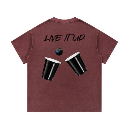 LIVE IT UP- Mineral Wash Waffle Knit T-Shirt