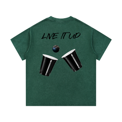 LIVE IT UP- Mineral Wash Waffle Knit T-Shirt